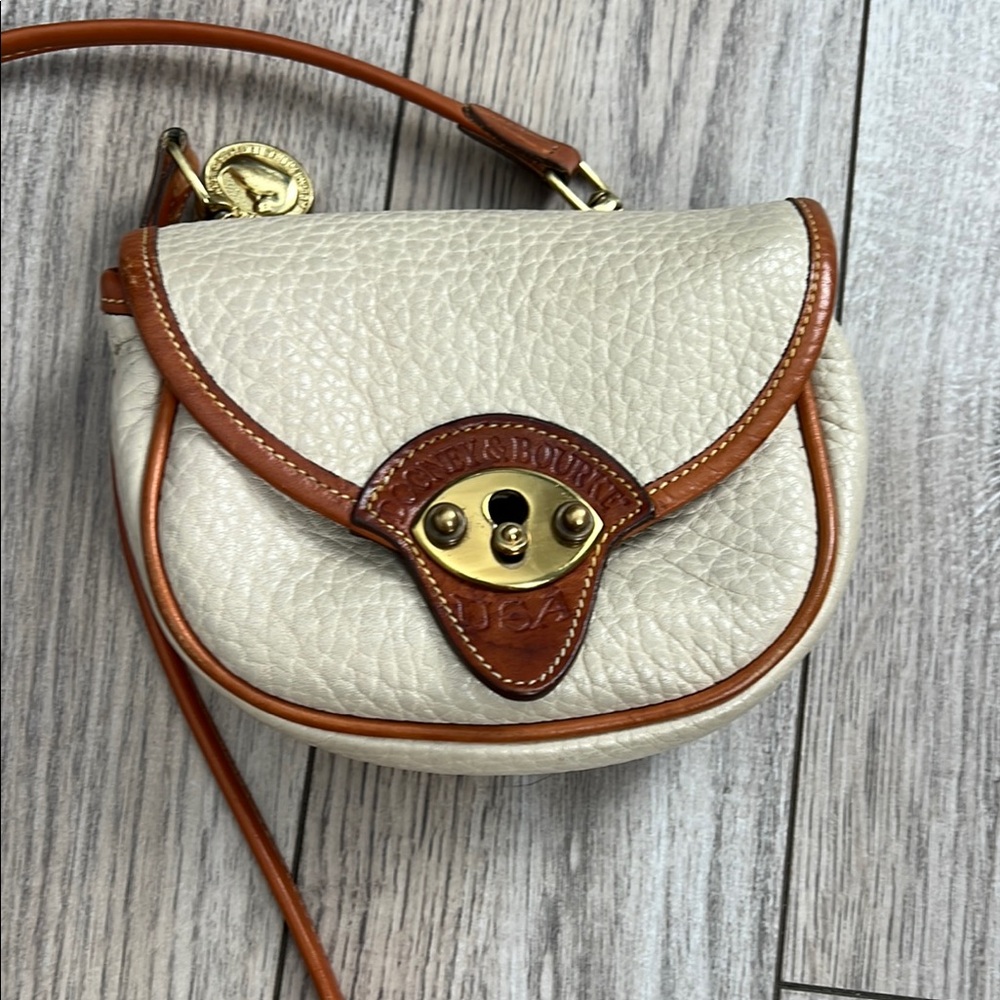 Dooney & Bourke Cream and Tan Leather Crossbody Bag